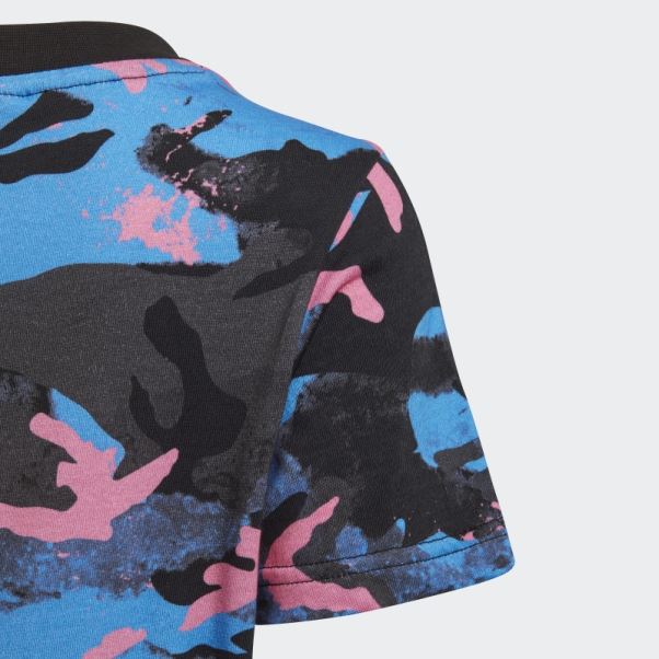 T-shirt Camouflage Imprimé Adidas Bleu
