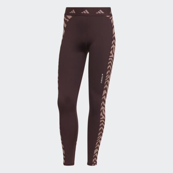 Legging Adidas Hyperglam Techfit Taille Haute 7/8 Zébré Bordeaux