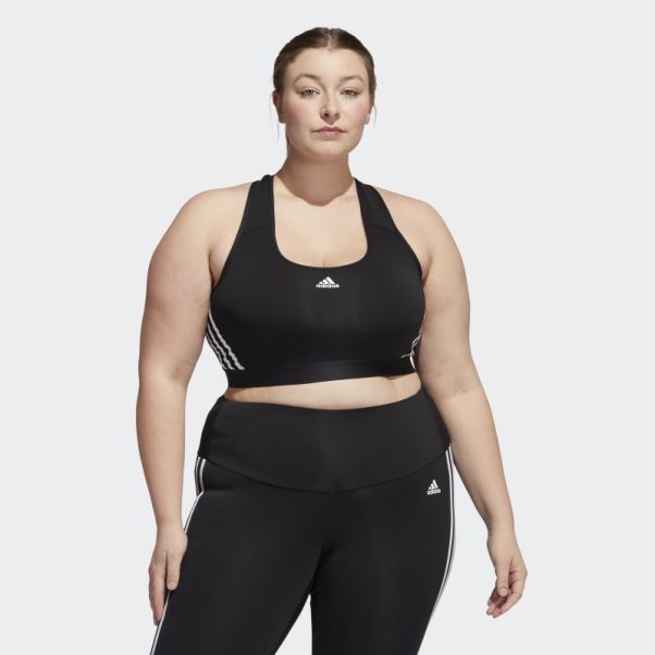 Soutien-gorge Noir Adidas Powerreact Training Medium-support 3-stripes (taille Plus) Chaud