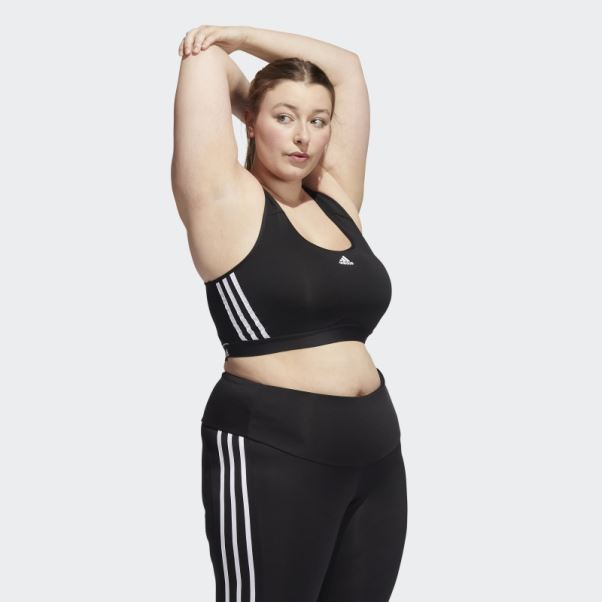 Soutien-gorge Noir Adidas Powerreact Training Medium-support 3-stripes (taille Plus) Chaud
