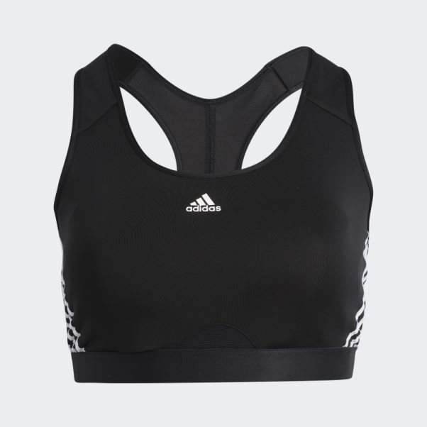 Soutien-gorge Noir Adidas Powerreact Training Medium-support 3-stripes (taille Plus) Chaud