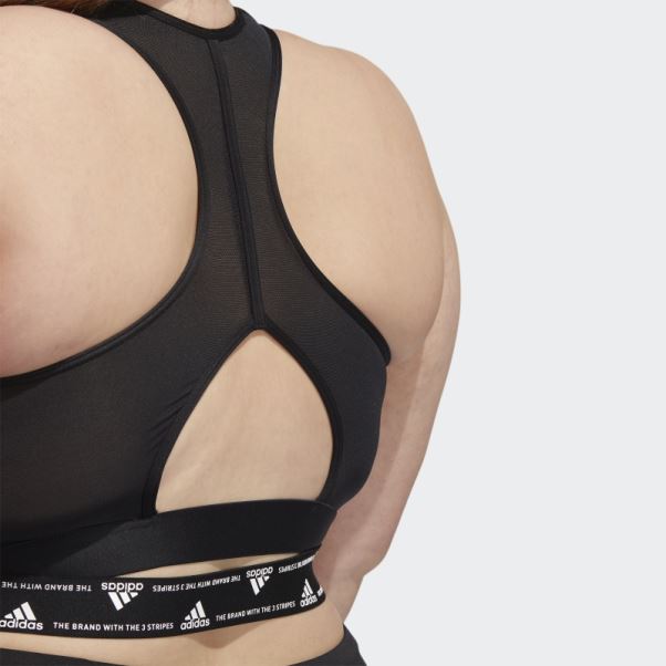 Soutien-gorge Noir Adidas Powerreact Training Medium-support 3-stripes (taille Plus) Chaud