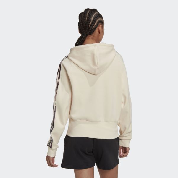 Sweat à Capuche écru Imprimé Allover Adidas