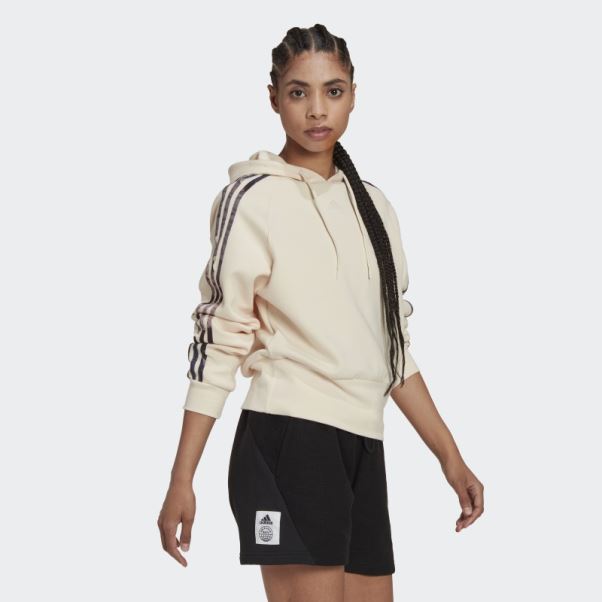 Sweat à Capuche écru Imprimé Allover Adidas