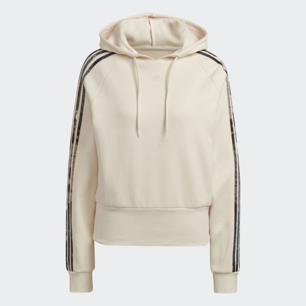 Sweat à Capuche écru Imprimé Allover Adidas