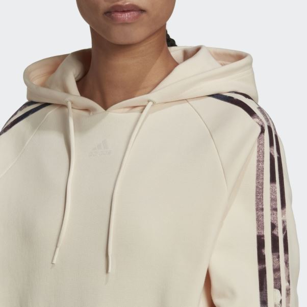 Sweat à Capuche écru Imprimé Allover Adidas