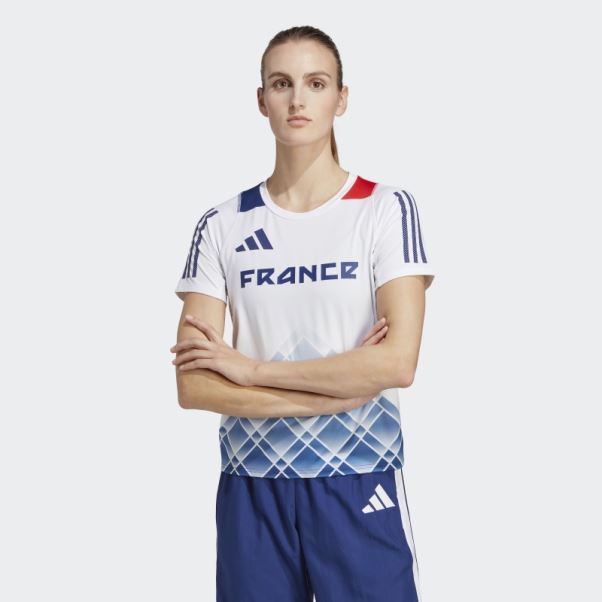 T-shirt Adidas Run Fast Blanc Imprimé Sur L'ensemble