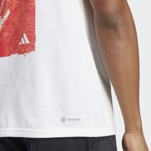 Tee Shirt Aeroready Tennis Roland Garros Graphique Adidas Blanc