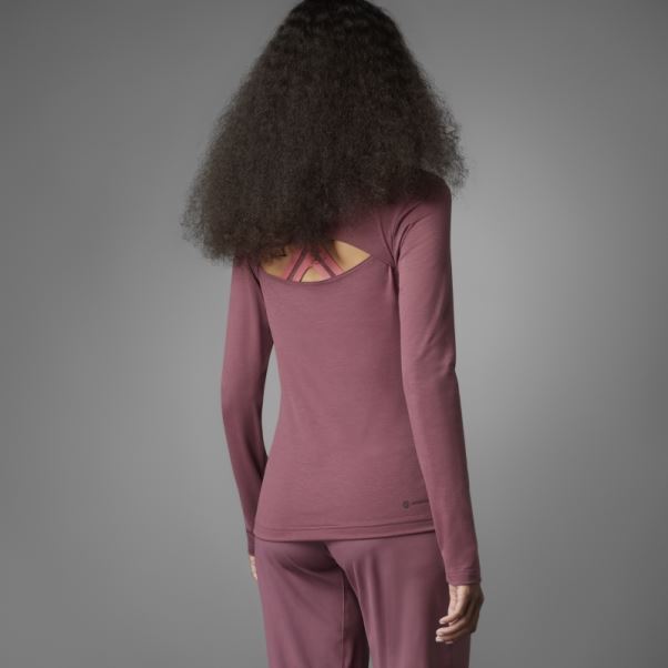 Adidas Authentique Balance Yoga T-shirt à Manches Longues Bordeaux