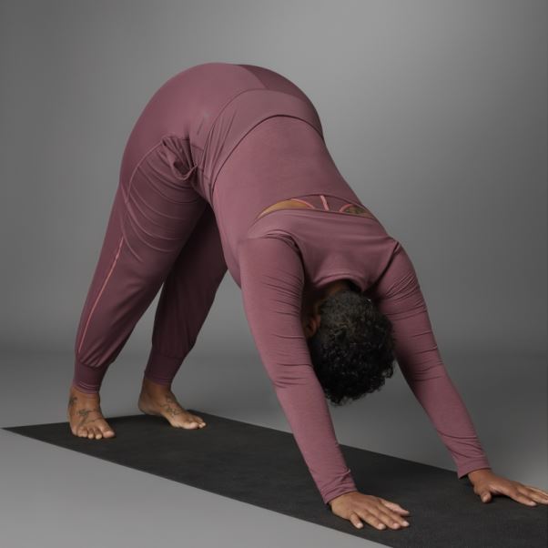 Adidas Authentique Balance Yoga T-shirt à Manches Longues Bordeaux