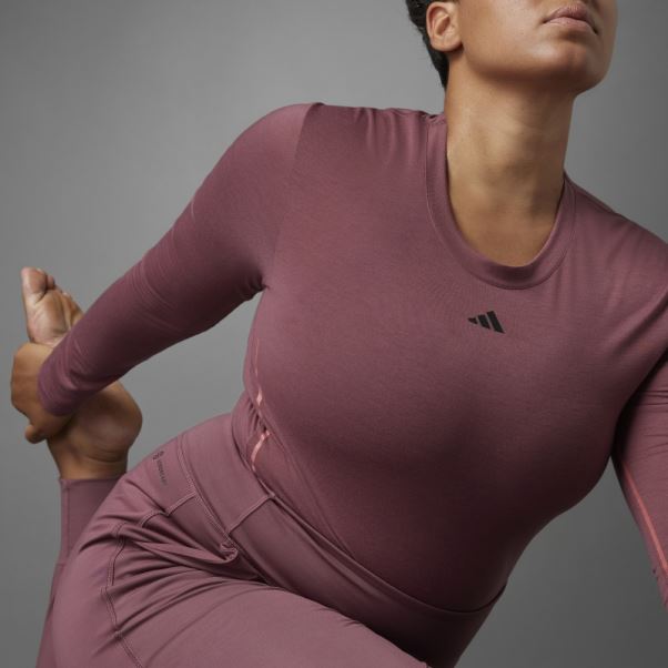 Adidas Authentique Balance Yoga T-shirt à Manches Longues Bordeaux