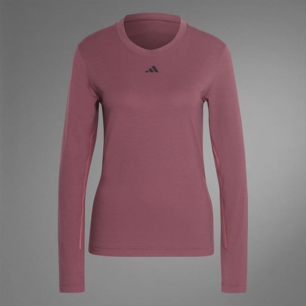 Adidas Authentique Balance Yoga T-shirt à Manches Longues Bordeaux