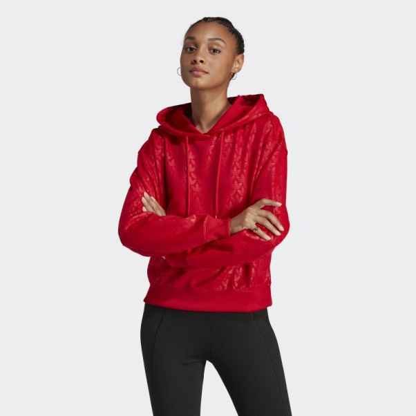 Adidas Sweat à Capuche Avec Logo Scarlet
