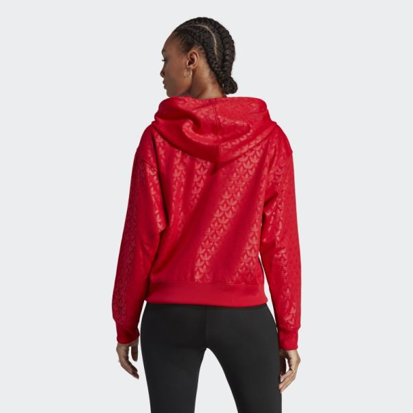 Adidas Sweat à Capuche Avec Logo Scarlet