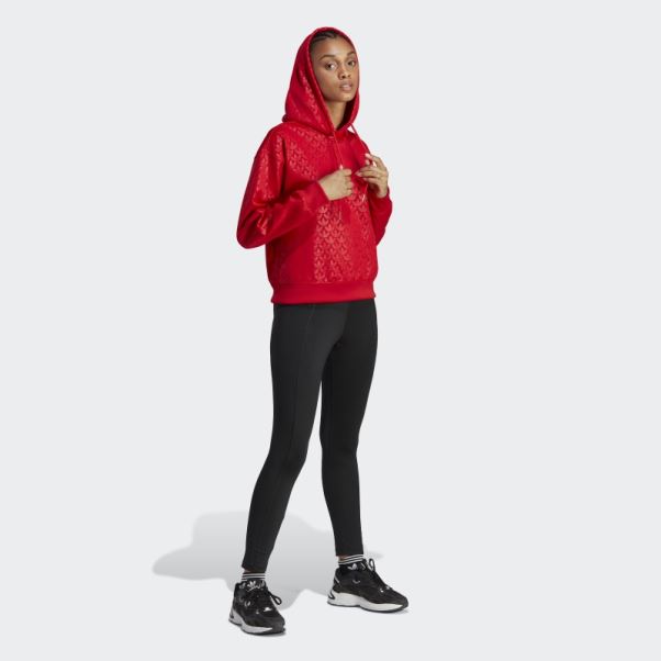 Adidas Sweat à Capuche Avec Logo Scarlet