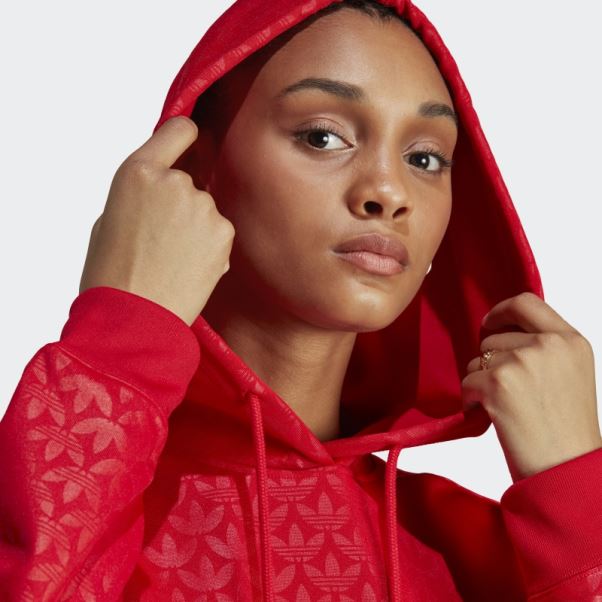 Adidas Sweat à Capuche Avec Logo Scarlet