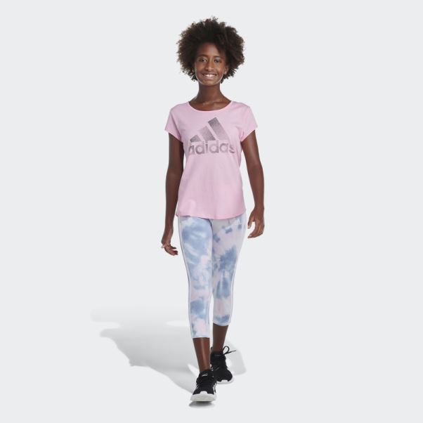 Adidas Allover Print Cotton 3-stripes 7/8 Collants Blanc
