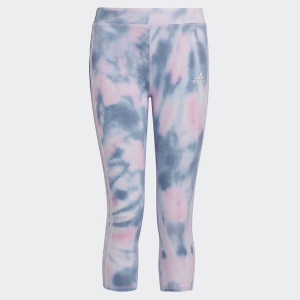 Adidas Allover Print Cotton 3-stripes 7/8 Collants Blanc