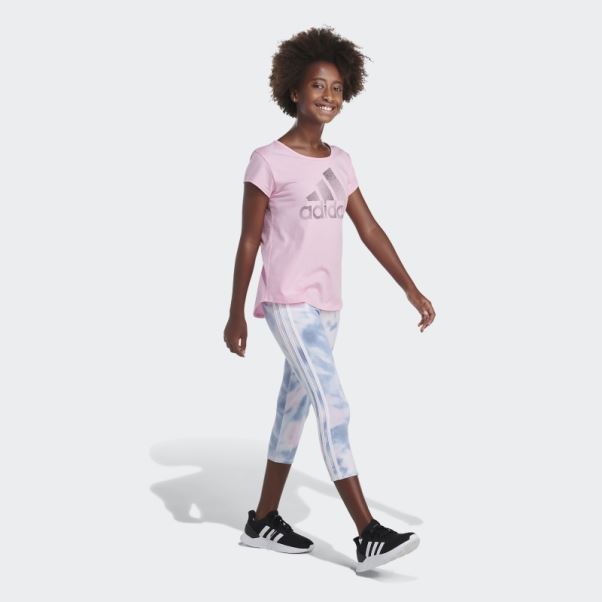 Adidas Allover Print Cotton 3-stripes 7/8 Collants Blanc