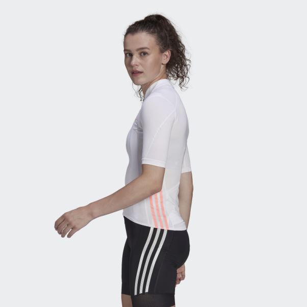 Blanc Le Maillot Cycliste Manches Courtes Adidas