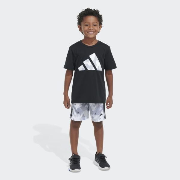 Poly Tee Camo Aop Short Adidas Noir