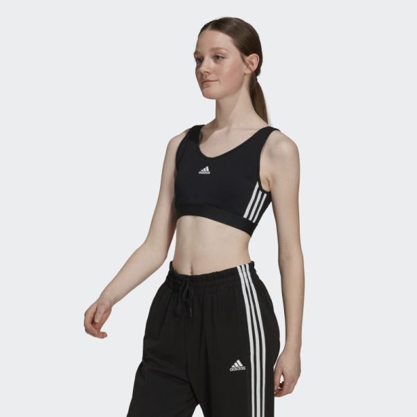 Adidas Essentials Crop Top à 3 Bandes Avec Coussinets Amovibles Noir