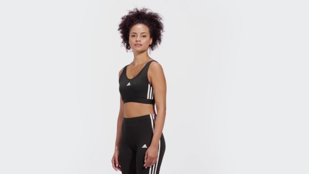Adidas Essentials Crop Top à 3 Bandes Avec Coussinets Amovibles Noir