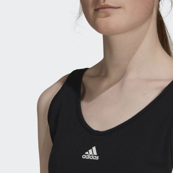 Adidas Essentials Crop Top à 3 Bandes Avec Coussinets Amovibles Noir