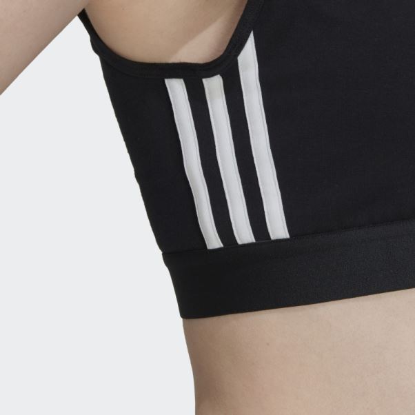 Adidas Essentials Crop Top à 3 Bandes Avec Coussinets Amovibles Noir