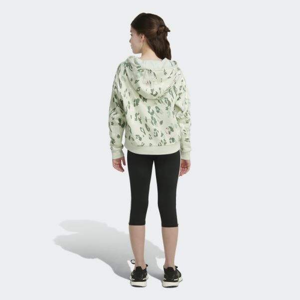 Adidas Sweat à Capuche En Polaire Imprimé Vert
