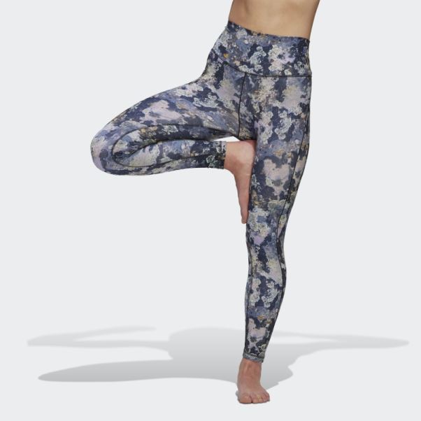 Collants Adidas Yoga Studio 7/8 Teinte Bleue