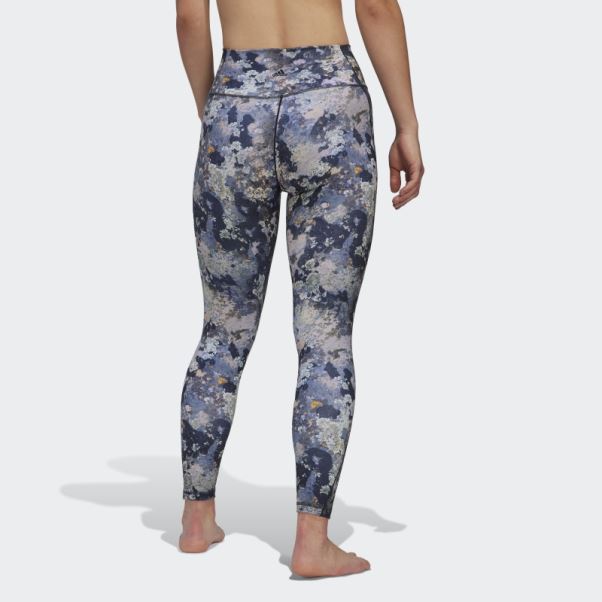 Collants Adidas Yoga Studio 7/8 Teinte Bleue