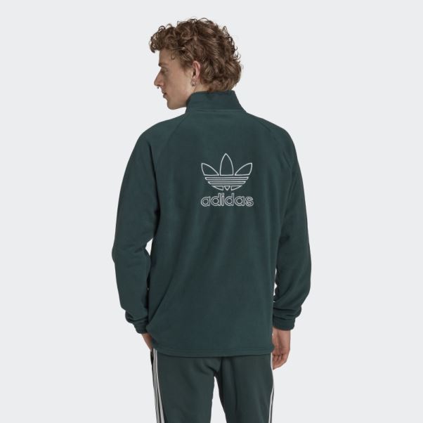 Adidas Adicolor Classics Trèfle Teddy Veste Polaire Vert Minéral