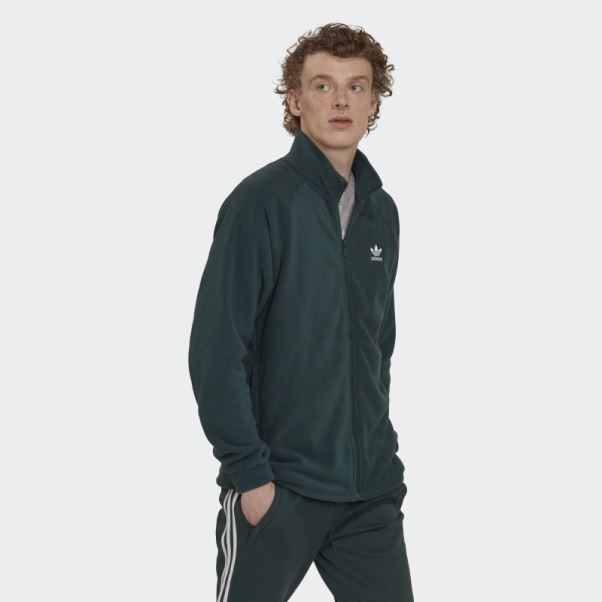 Adidas Adicolor Classics Trèfle Teddy Veste Polaire Vert Minéral