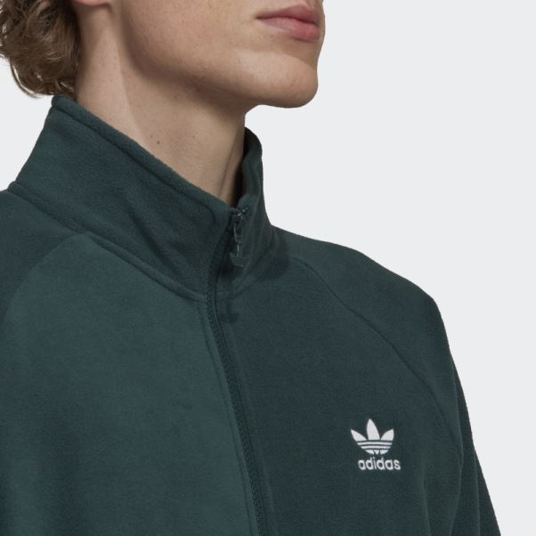 Adidas Adicolor Classics Trèfle Teddy Veste Polaire Vert Minéral