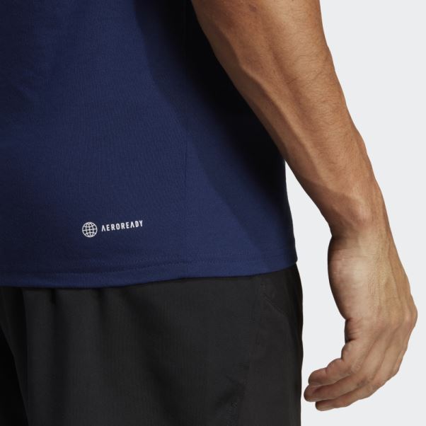 T-shirt D'entraînement Adidas Train Essentials Feelready Bleu Foncé