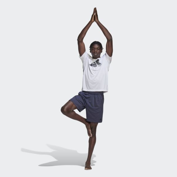 Short D'entraînement De Yoga Adidas Bleu Marine Mel