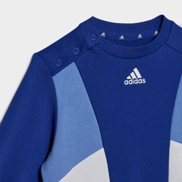 Pantalon De Jogging En Molleton Colorblock Bleu Adidas