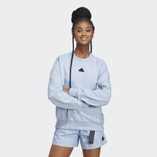 Sweat Adidas City Escape Loose Crew Bleu Aube