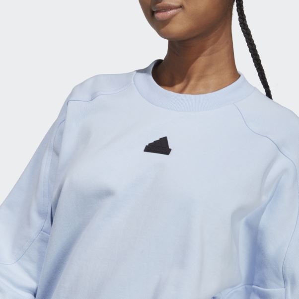 Sweat Adidas City Escape Loose Crew Bleu Aube