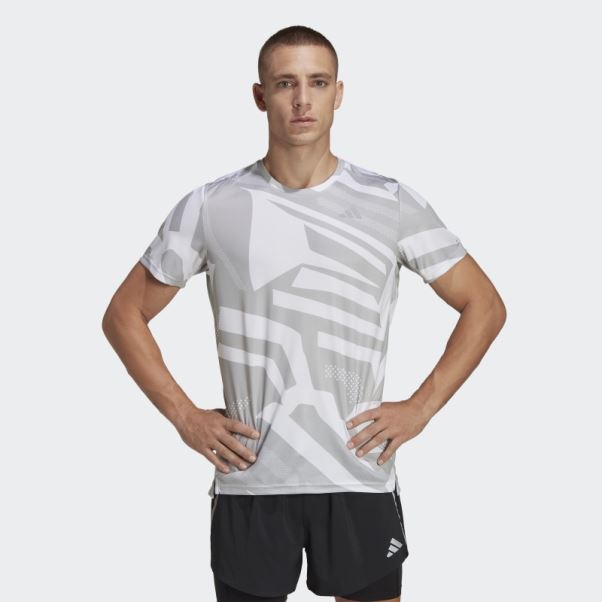 T-shirt Saisonnier Adidas Own The Run Gris