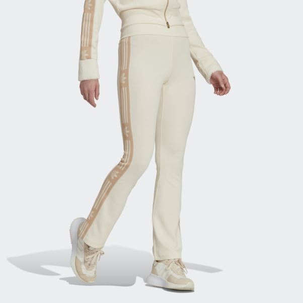Legging Adidas Ski Chic Côtelé évasé Blanc Chaud