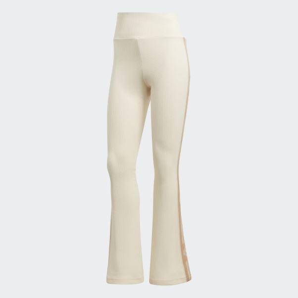 Legging Adidas Ski Chic Côtelé évasé Blanc Chaud