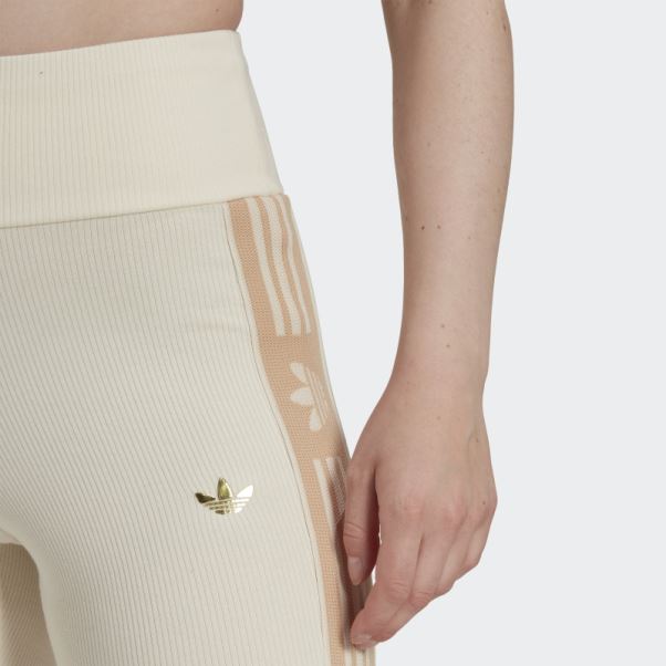 Legging Adidas Ski Chic Côtelé évasé Blanc Chaud