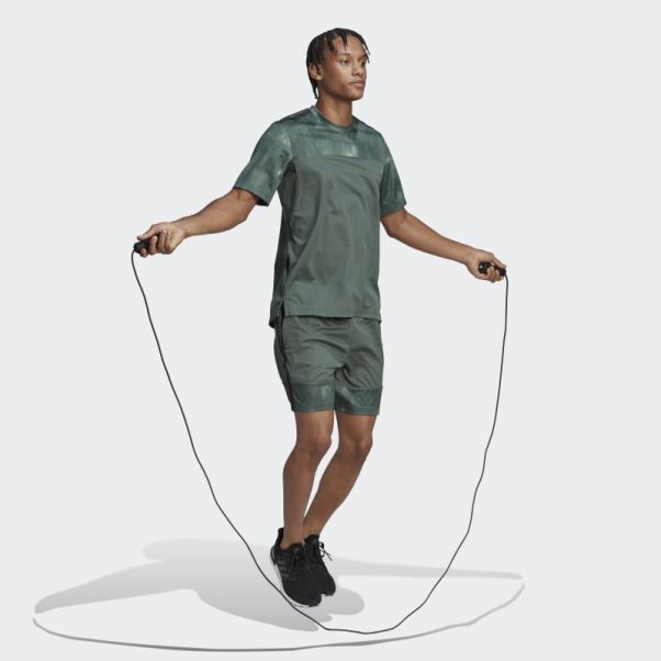Adidas Oxyde Vert Aeroready Workout T-shirt D'entraînement à Imprimé Craie