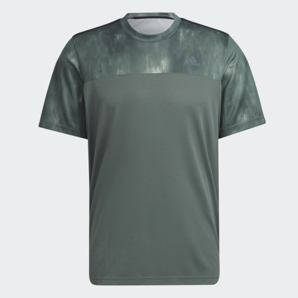 Adidas Oxyde Vert Aeroready Workout T-shirt D'entraînement à Imprimé Craie