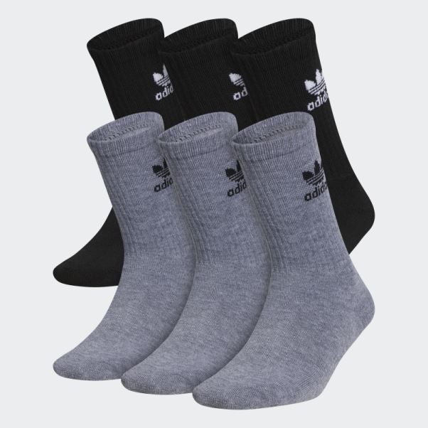 Chaussettes Grises Adidas Trèfle Crew 6 Paires