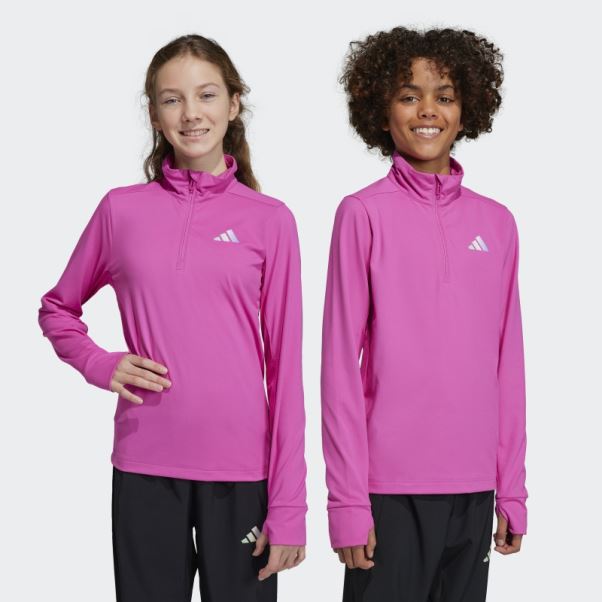 T-shirt Manches Longues Demi-zip Aeroready Fuchsia Adidas