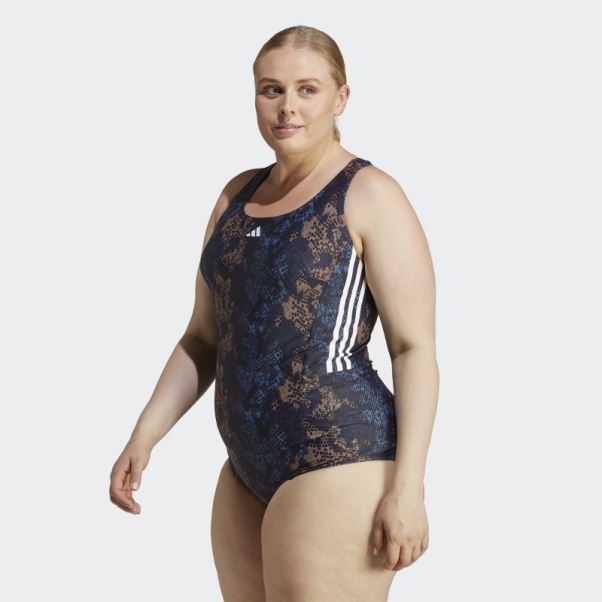 Adidas Maillot De Bain Graphique à 3 Bandes (grande Taille) Acier