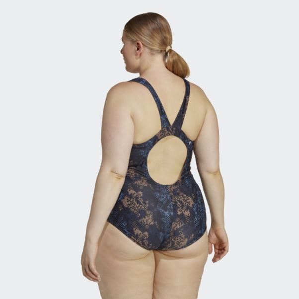 Adidas Maillot De Bain Graphique à 3 Bandes (grande Taille) Acier